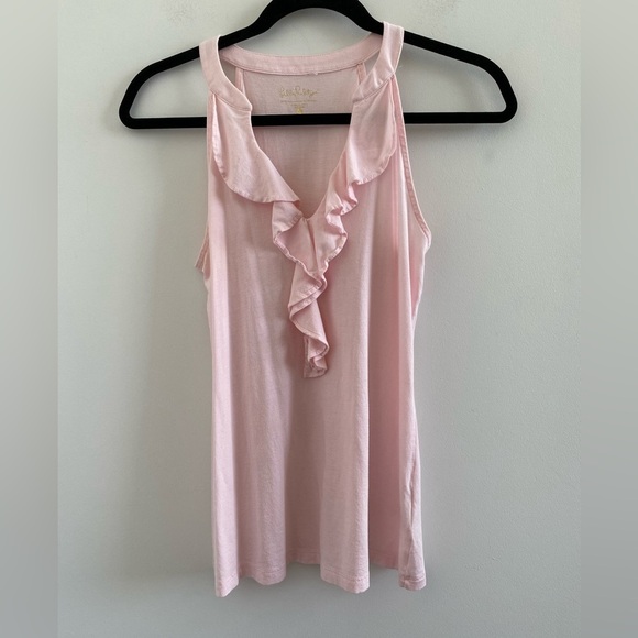 Lilly Pulitzer Pink Shay Ruffled Sleeveless Tank Top In Paradise Tint Size XS - Picture 3 of 9